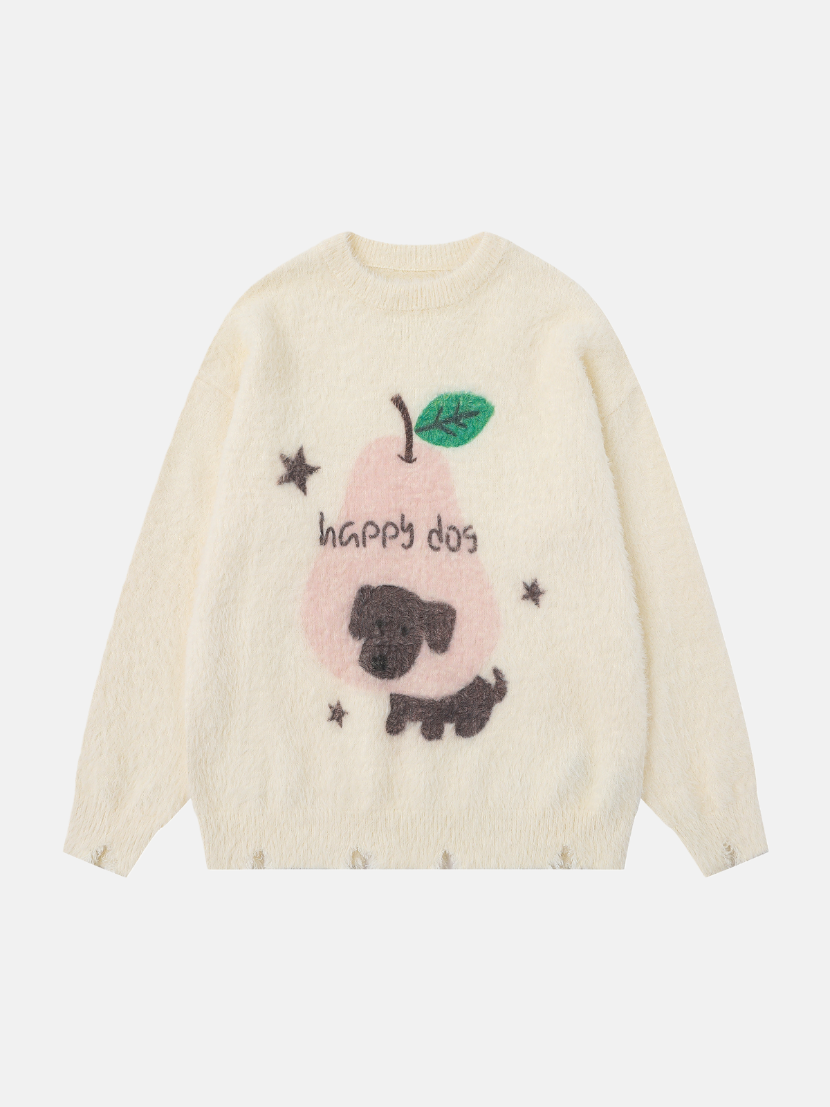 Haaura Happy Dos Distressed Knit Sweater