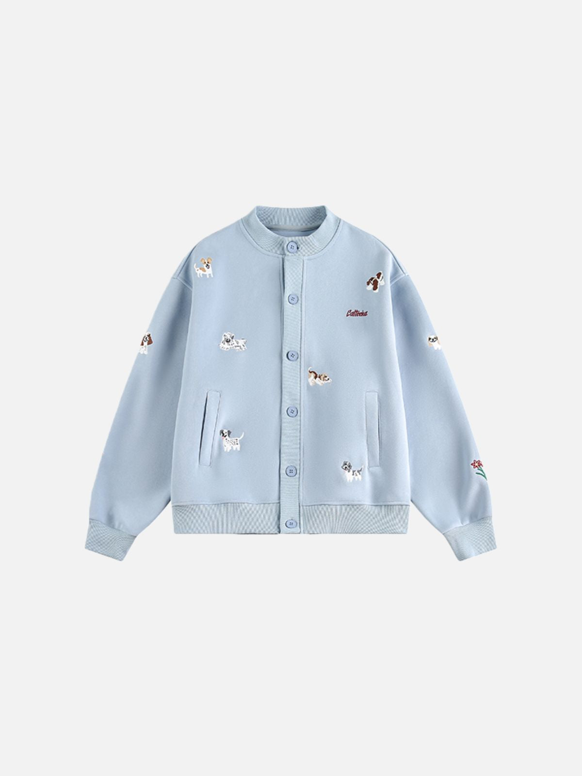Haaura Lilbetter Playful Puppy Embroidered Baseball Cardigan