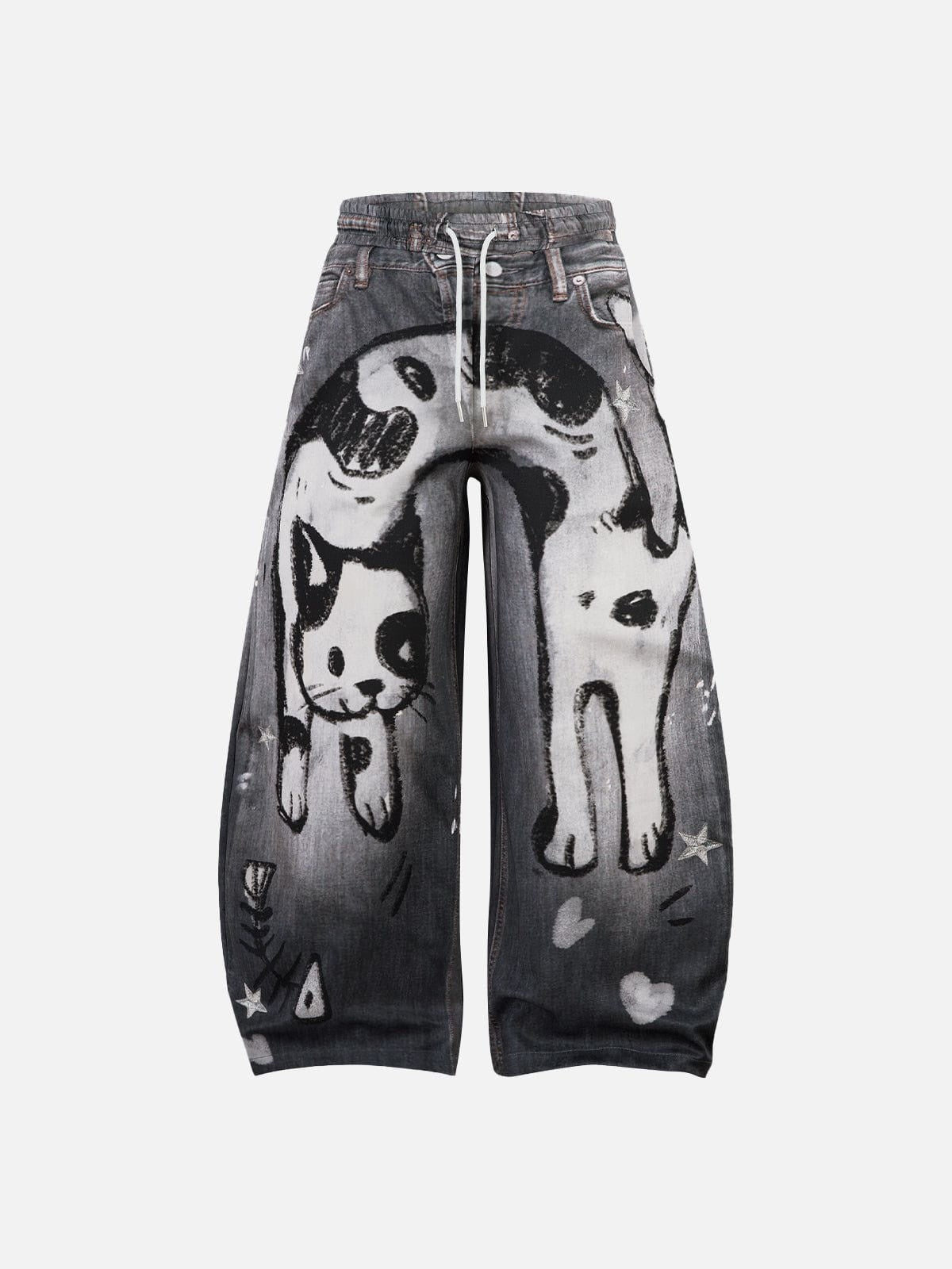 Haaura Graffiti Cat Baaggy Barrel Sweatpants