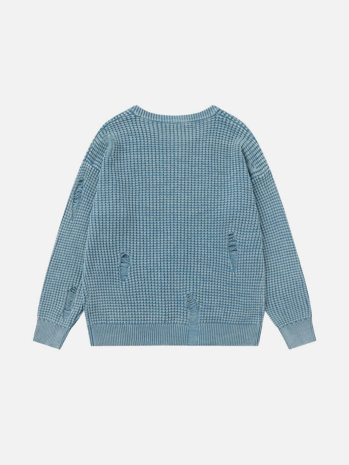 Haaura Distressed Waffle Zip Up Cardigan