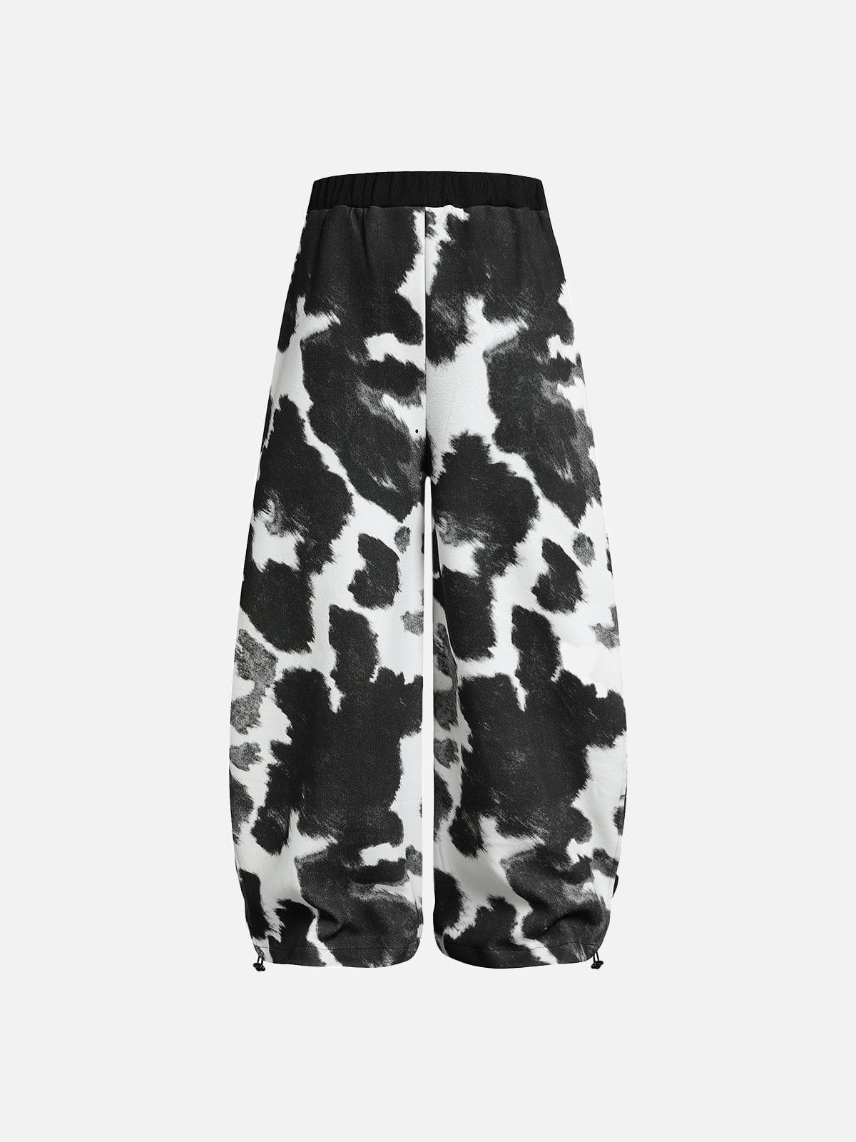 Haaura Cow Texture Baaggy Barrel Sweatpants