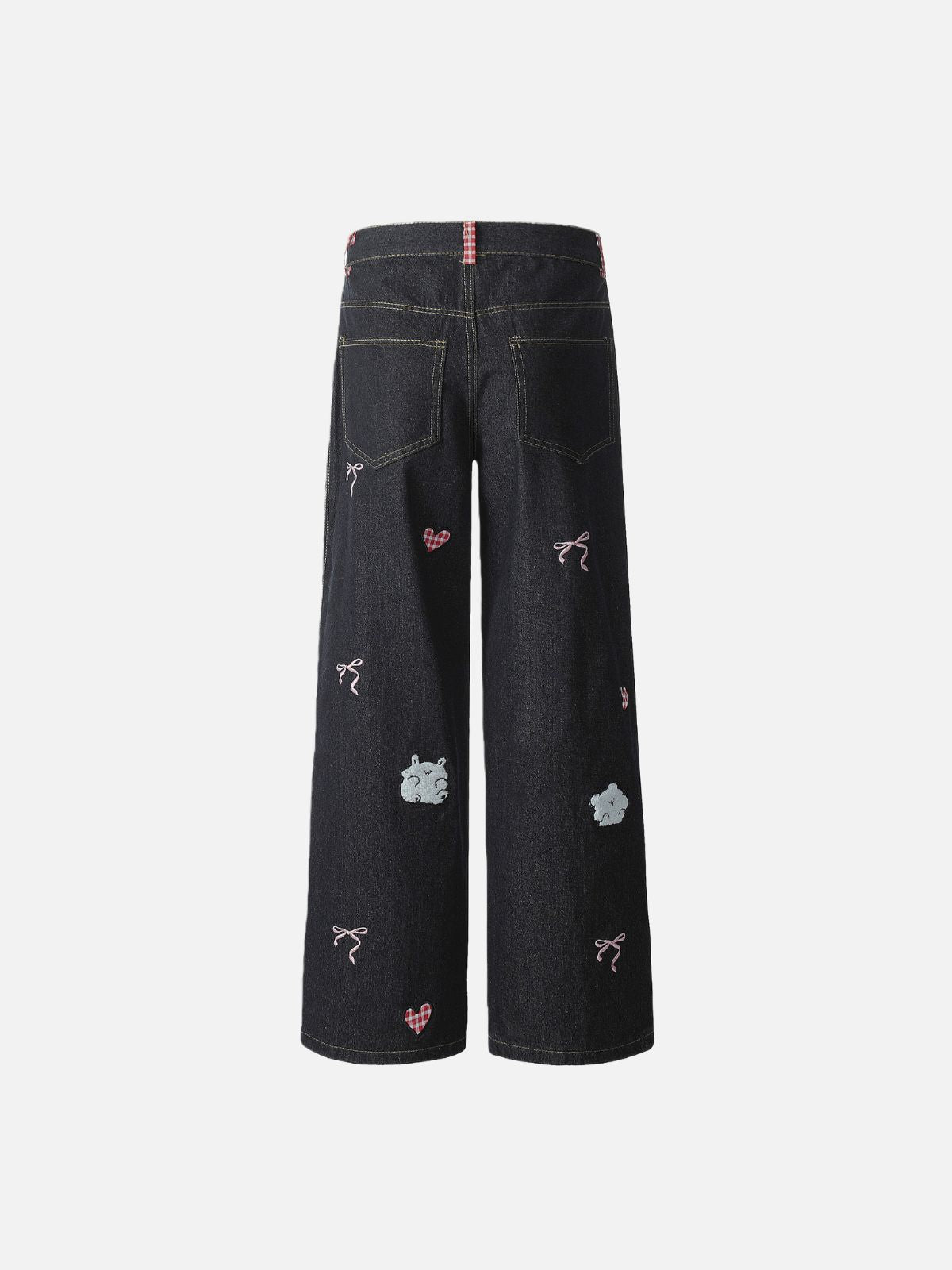 Haaura Bear & Heart Embroidery Baggy Jeans
