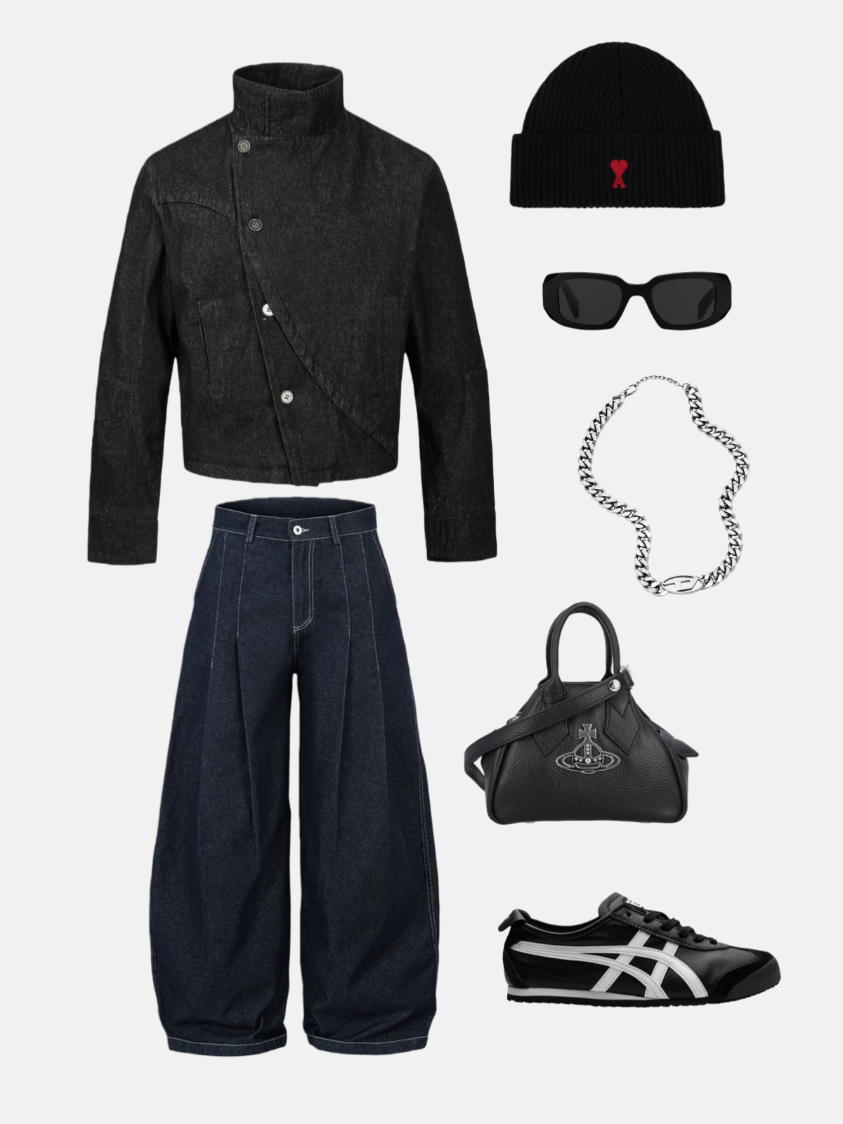 Veste Haaura asymétrique à boutons obliques et col montant