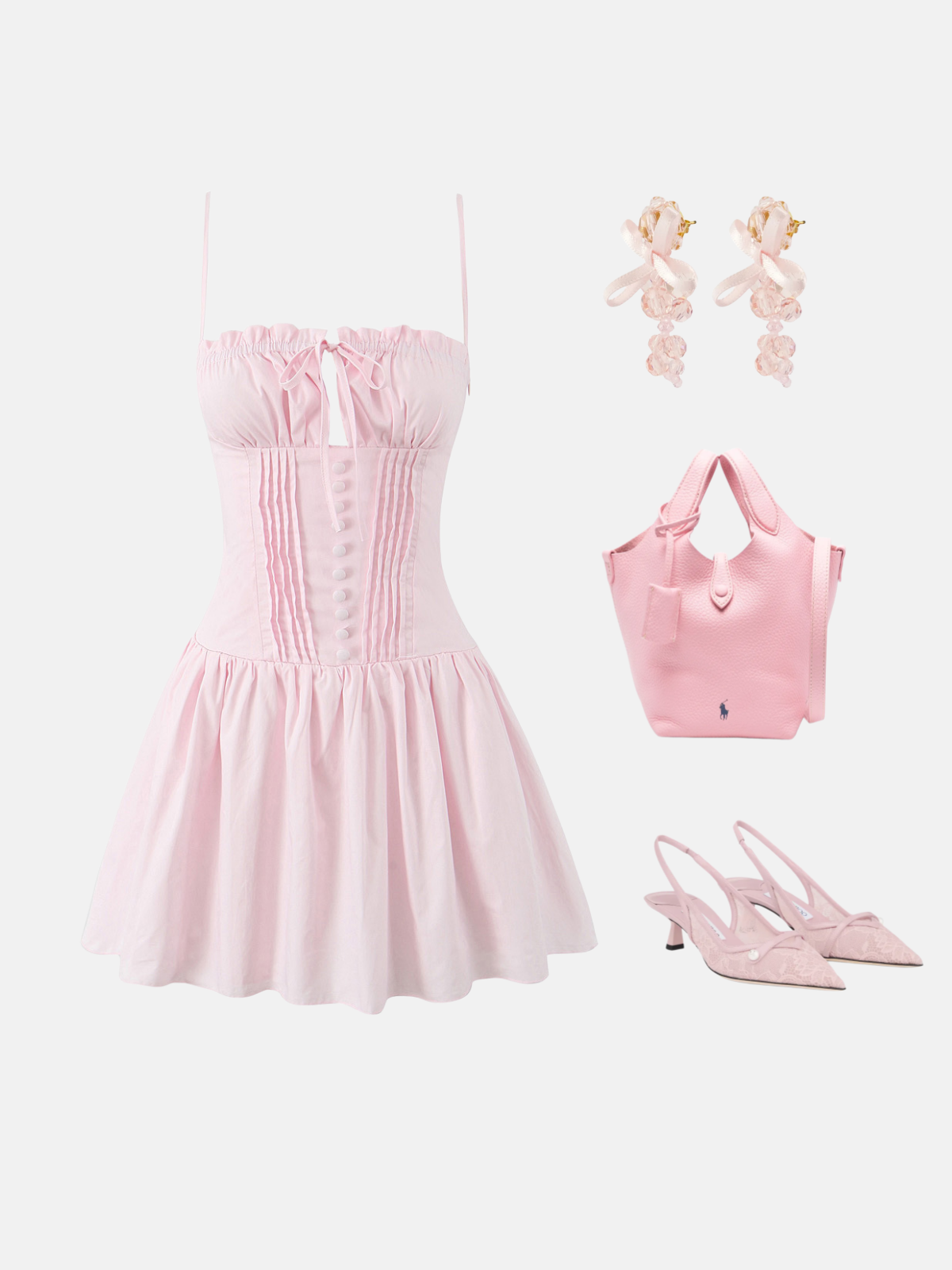 Haaura Blush Pink Tie Front Button Mini Dress