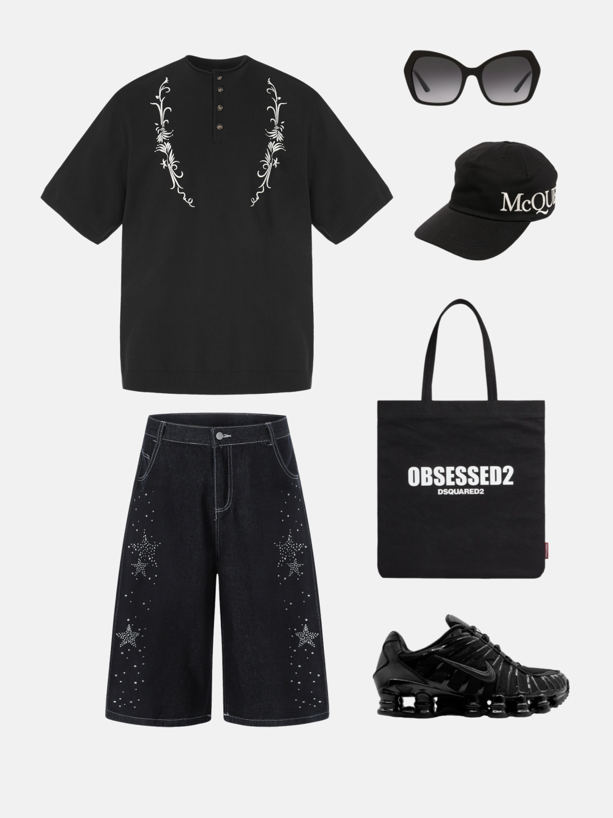 Haaura Boxy Embroidery Henley Tee