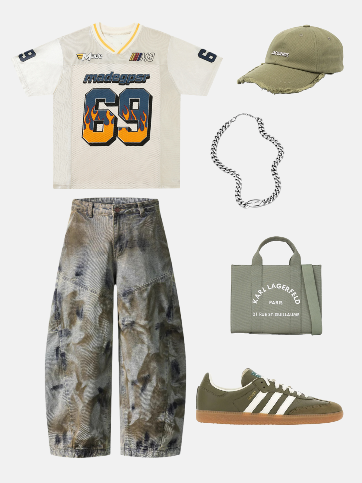 Haaura Camo Cargo Cropped Super Baggy Pants