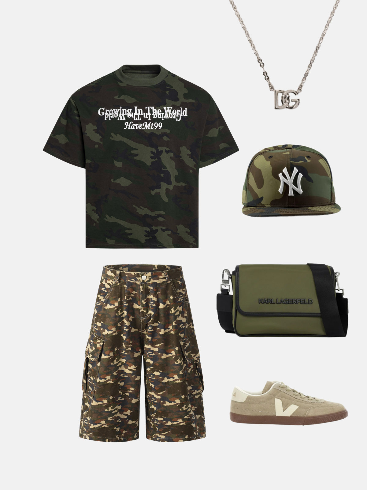 Haaura Camo Print Growing World Graphic Boxy Tee