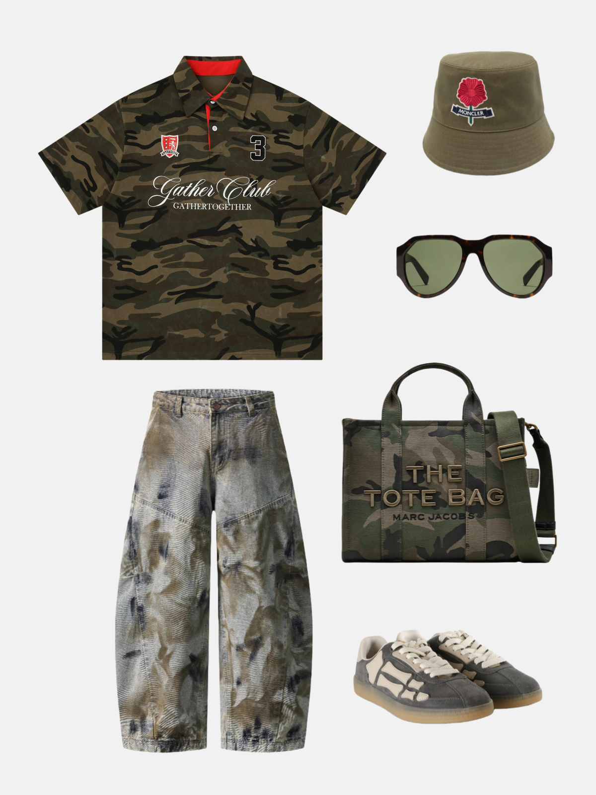 Haaura Camouflage Print Badge Number 3 Polo Shirt
