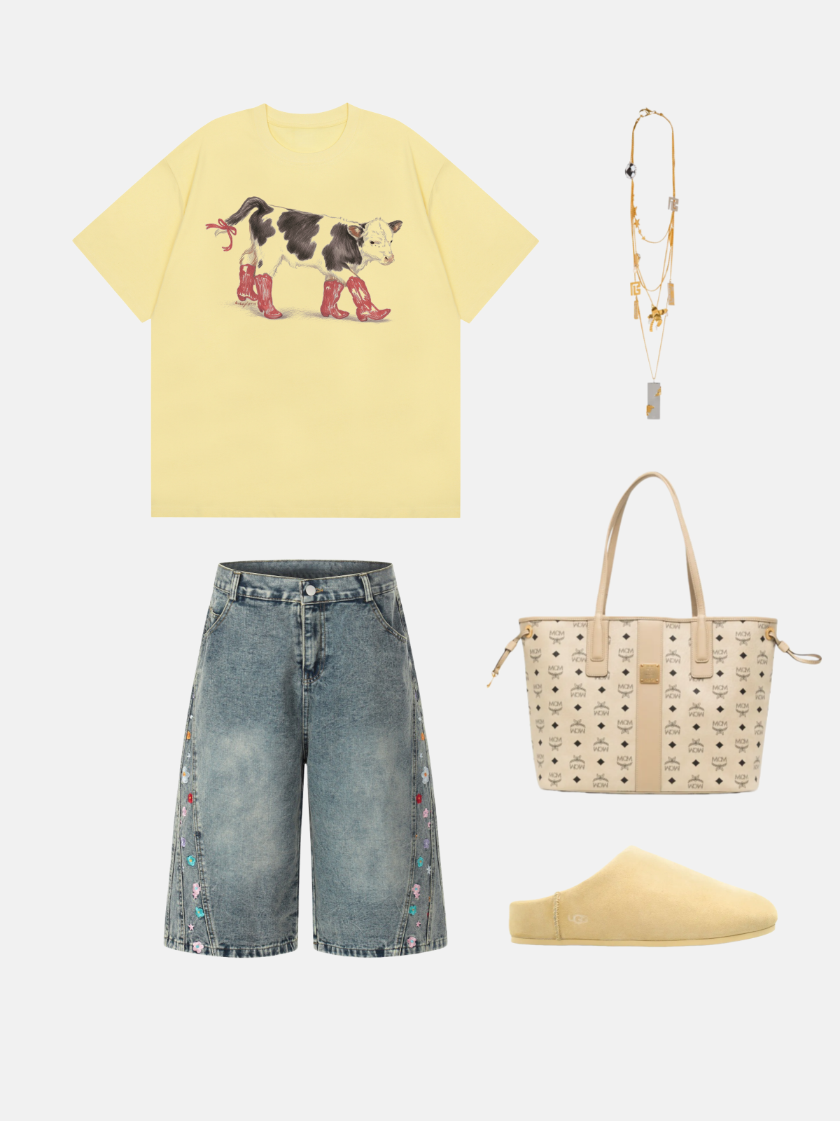 Haaura Cartoon Cow with Red Boots Graphic Tee