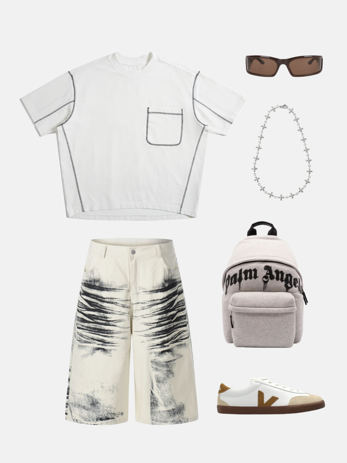 Haaura Contrast Stitch Pocket Relaxed Tee