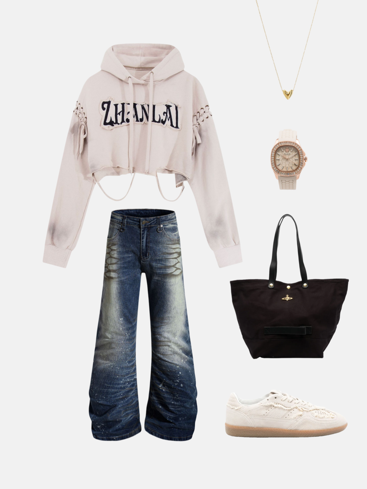 Haaura Cropped Lace-Up Hoodie