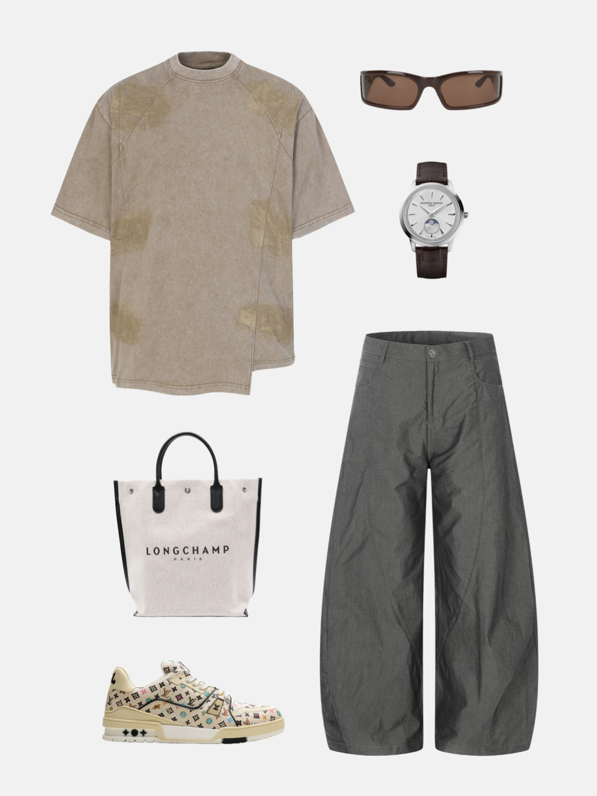Haaura Curved Seam Baggy Barrel Pants