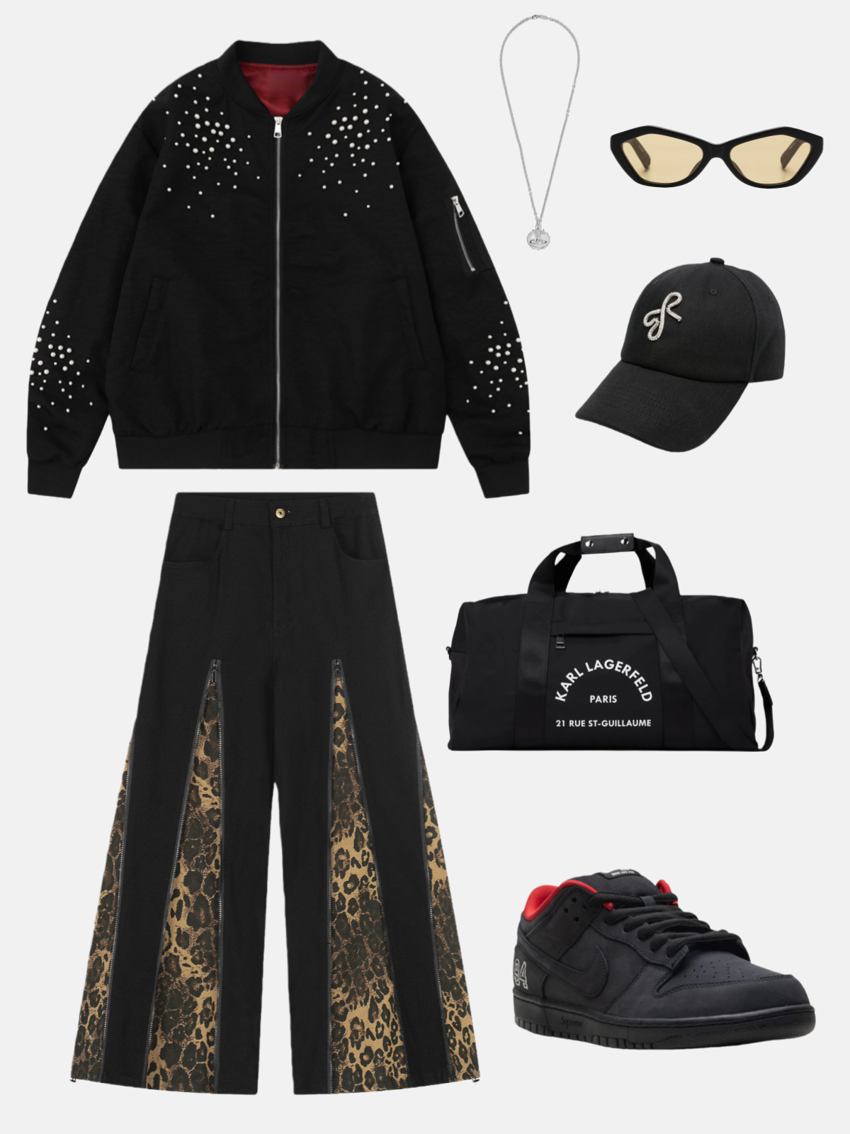 Haaura Cut-Out Leopard Super Baggy Pants