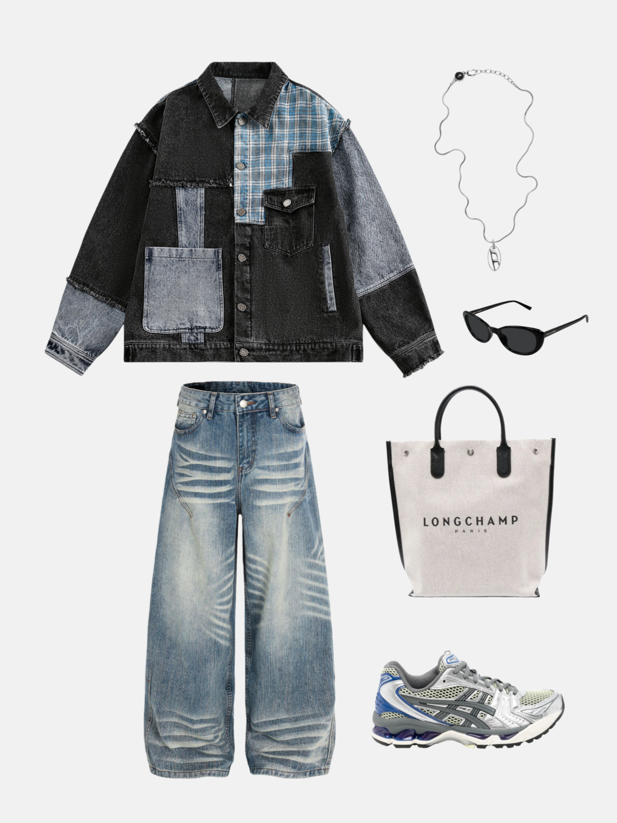 Haaura Deconstructed Multi-Pocket Utility Denim Jacket