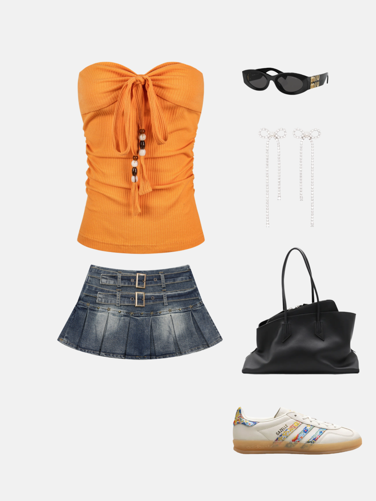 Haaura Double Belt Studded Mini Skirt