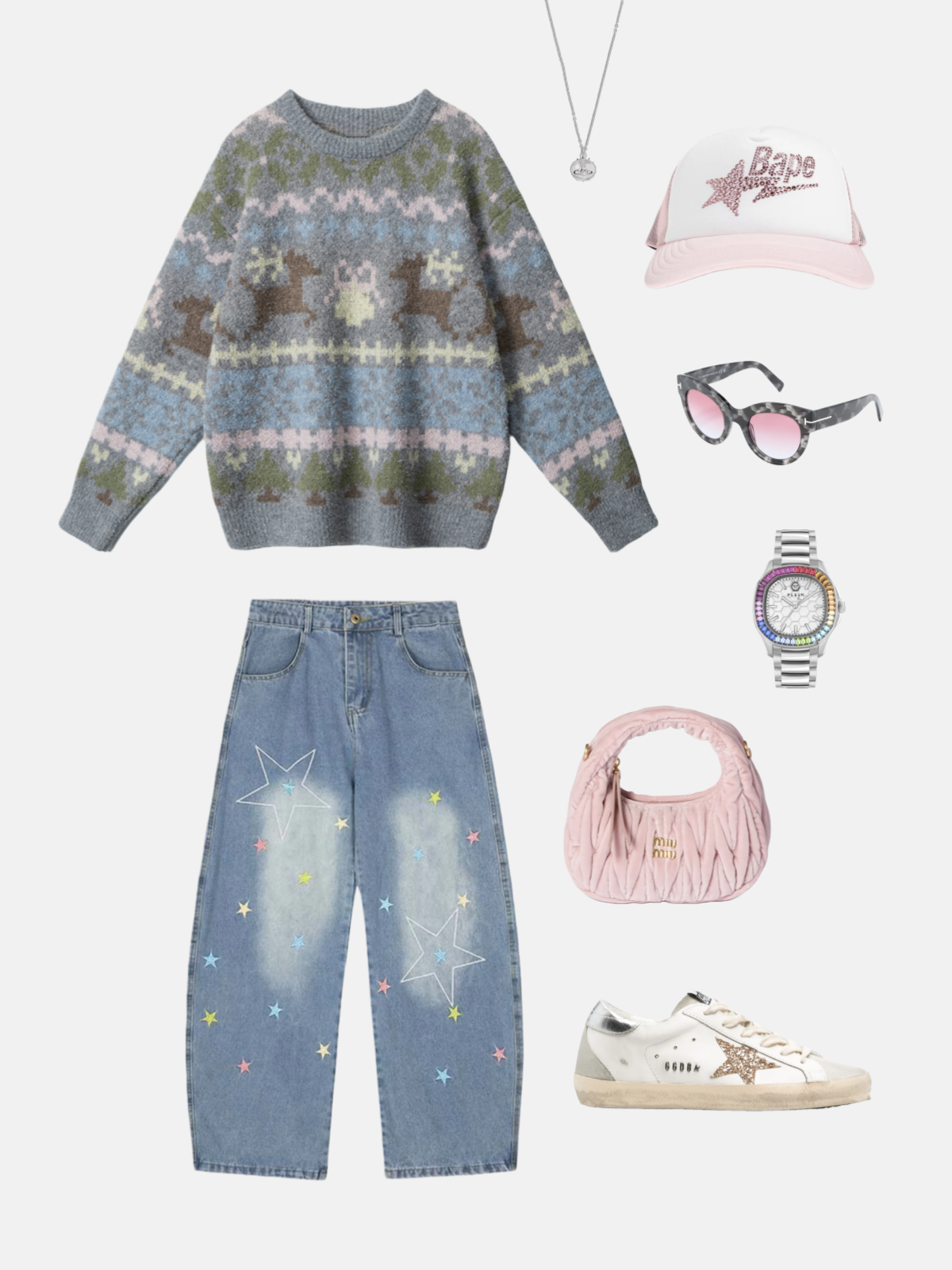 Haaura Fair Isle Jacquard Knit Sweater