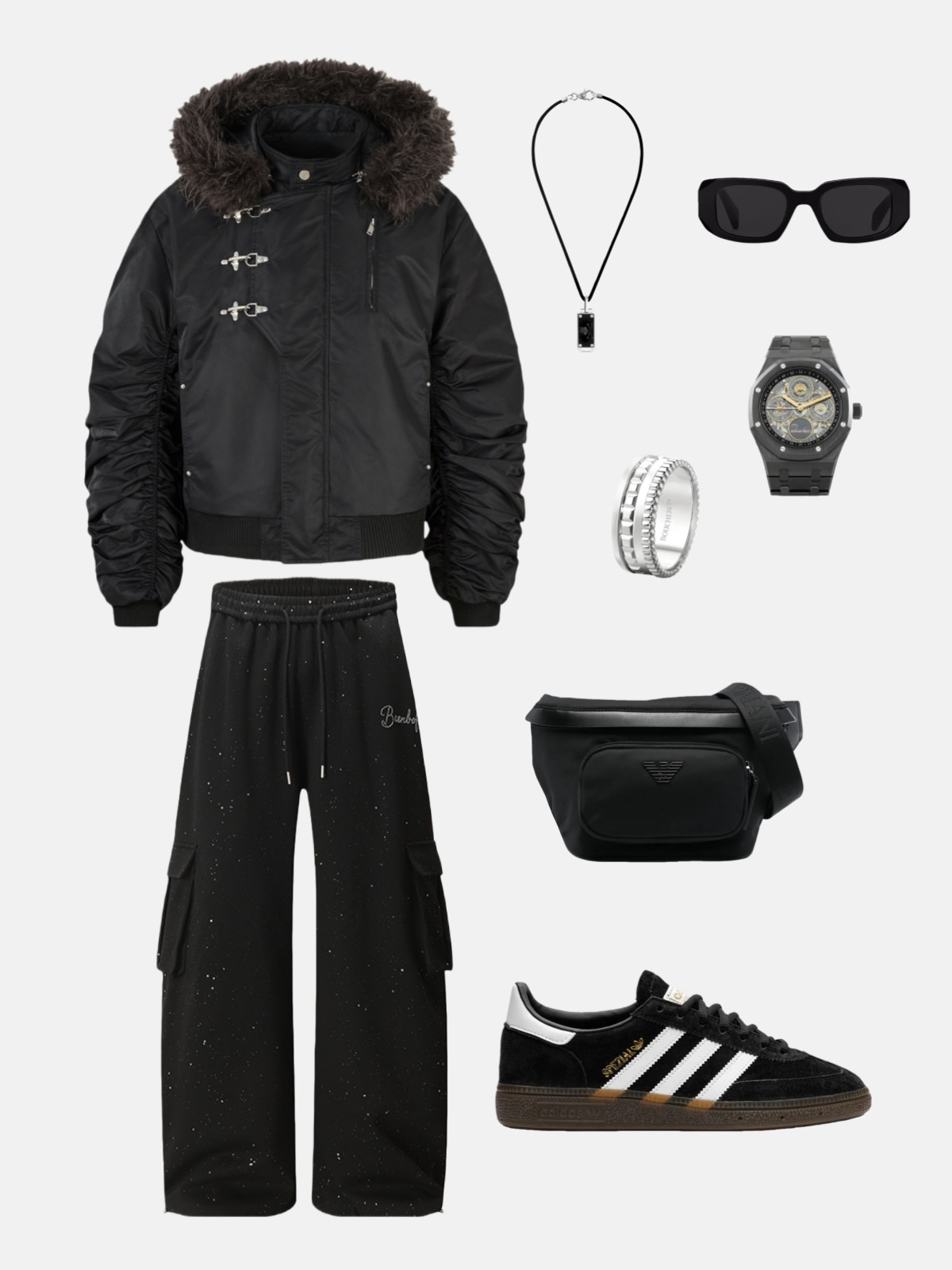 Haaura Faux Fur Buckle Bomber Coat