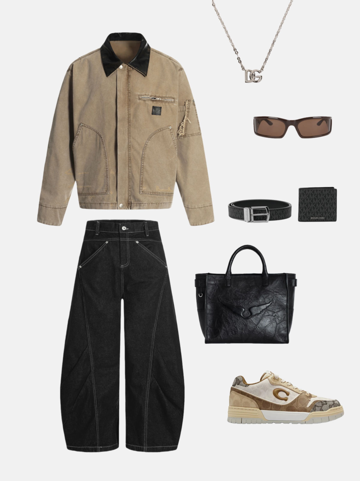 Haaura Faux Leather Collar Multi Pocket Jacket