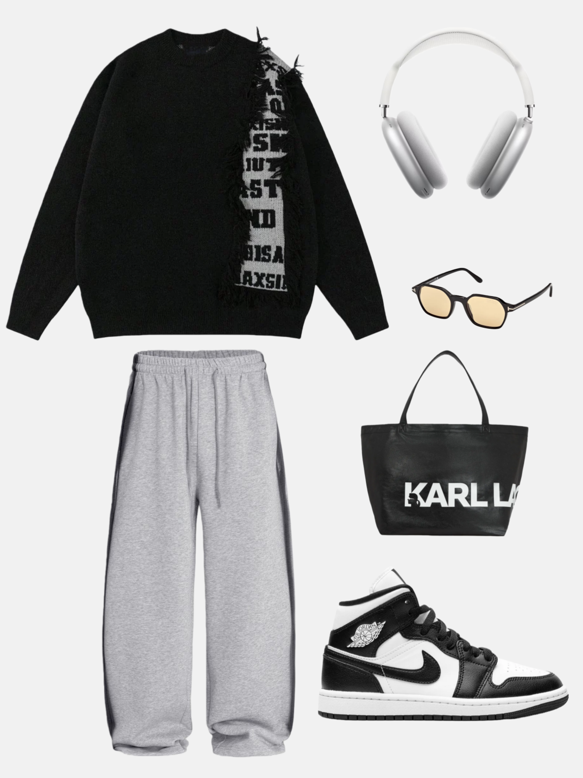Haaura Fringe Letter Jacquard Sweater