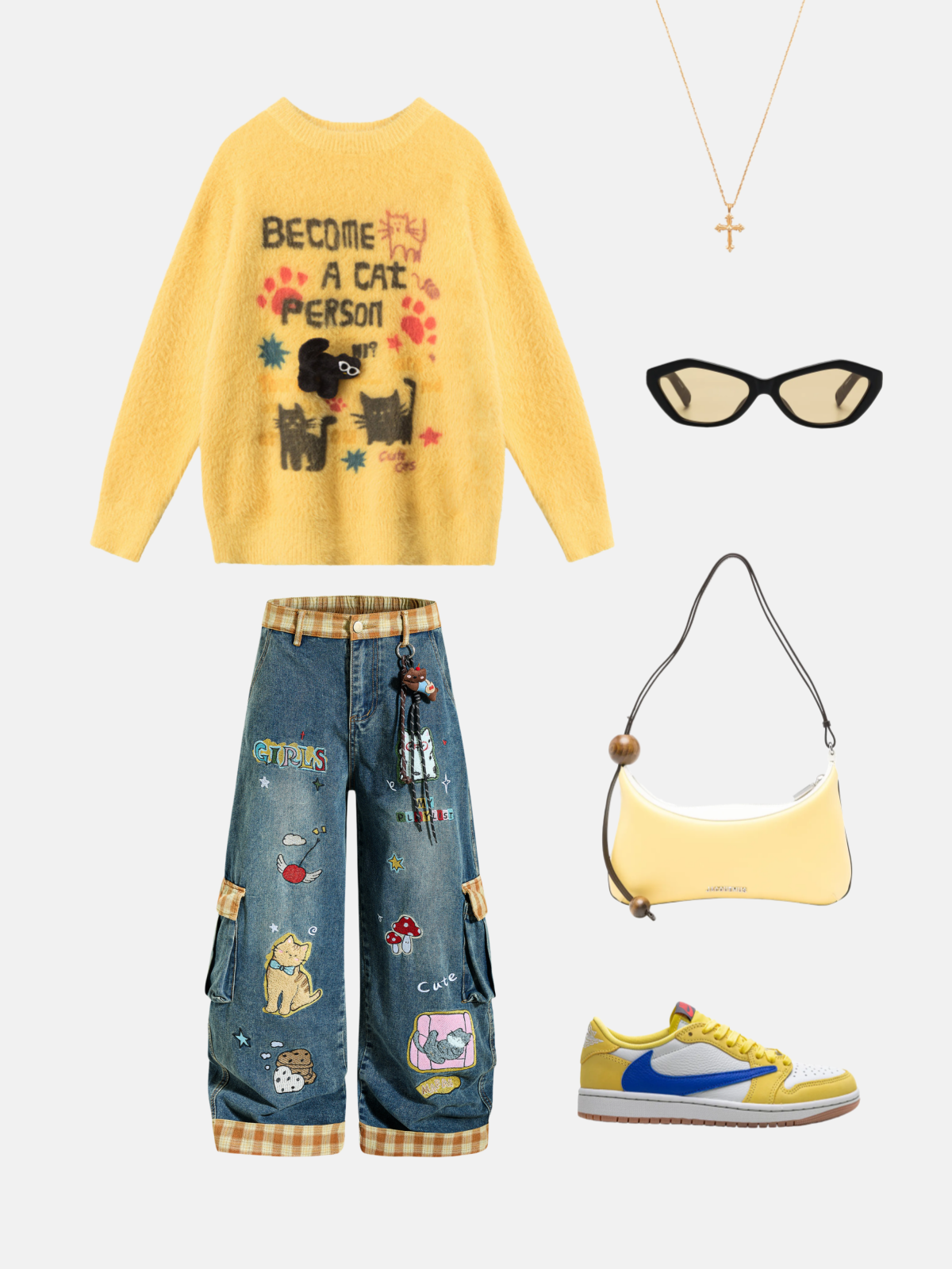 Haaura “GIRLS” Embroidered Patchwork Jeans