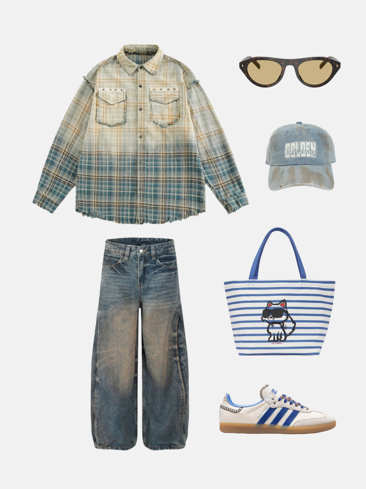 Haaura Gradient Plaid Work Shirt
