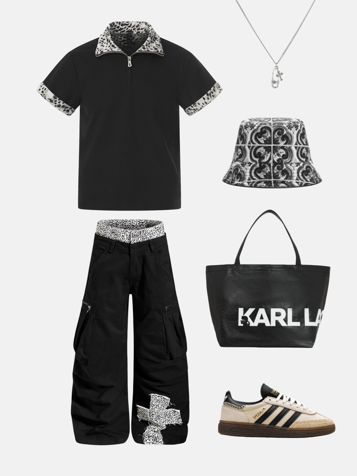 Haaura Leopard Double Waist Baggy Barrel Pants