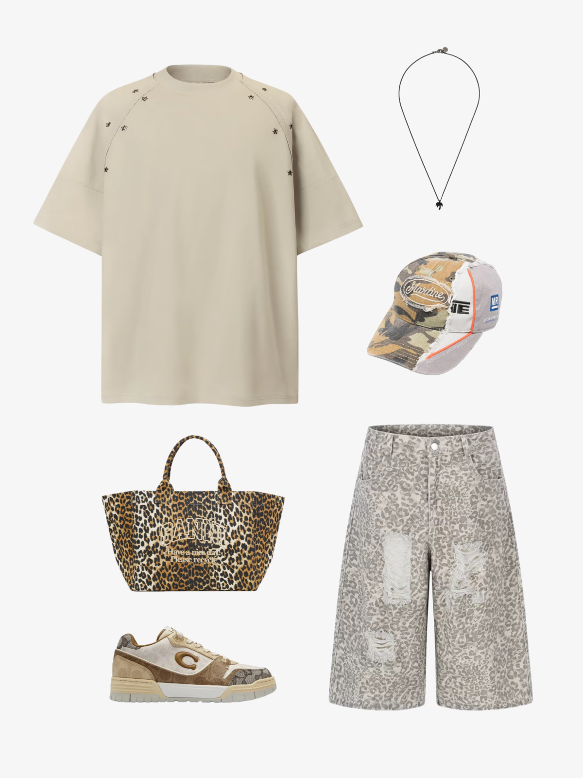 Haaura Leopard Panel Longline Jorts