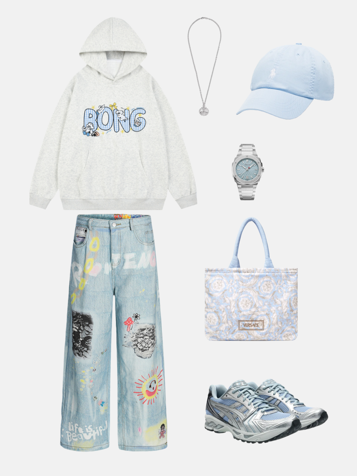 Haaura Life Is Beautiful Doodle Super Baggy Jeans