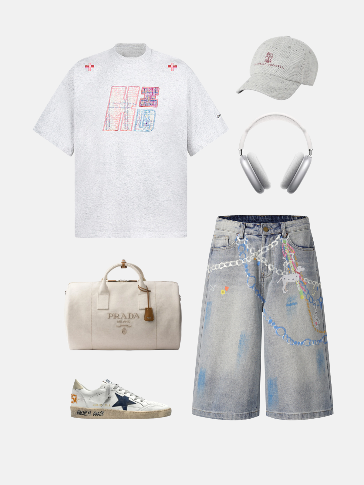 Haaura Multi-Color HiD & Cross Graphic Oversized Tee