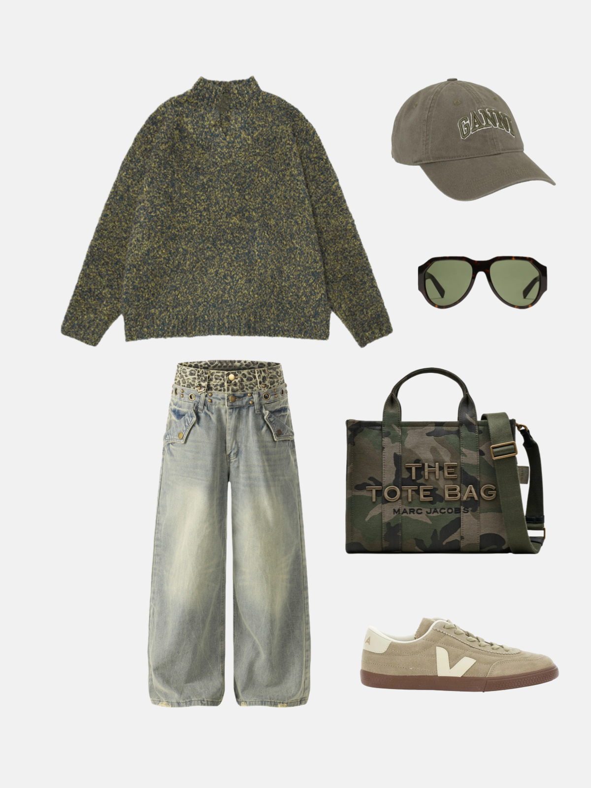 Haaura Olive Heather Mock Neck Sweater