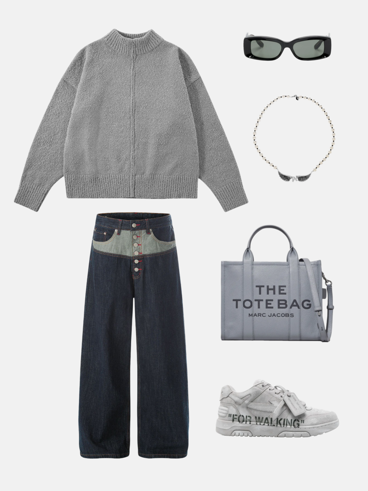 Haaura Panel Button Baggy Jeans