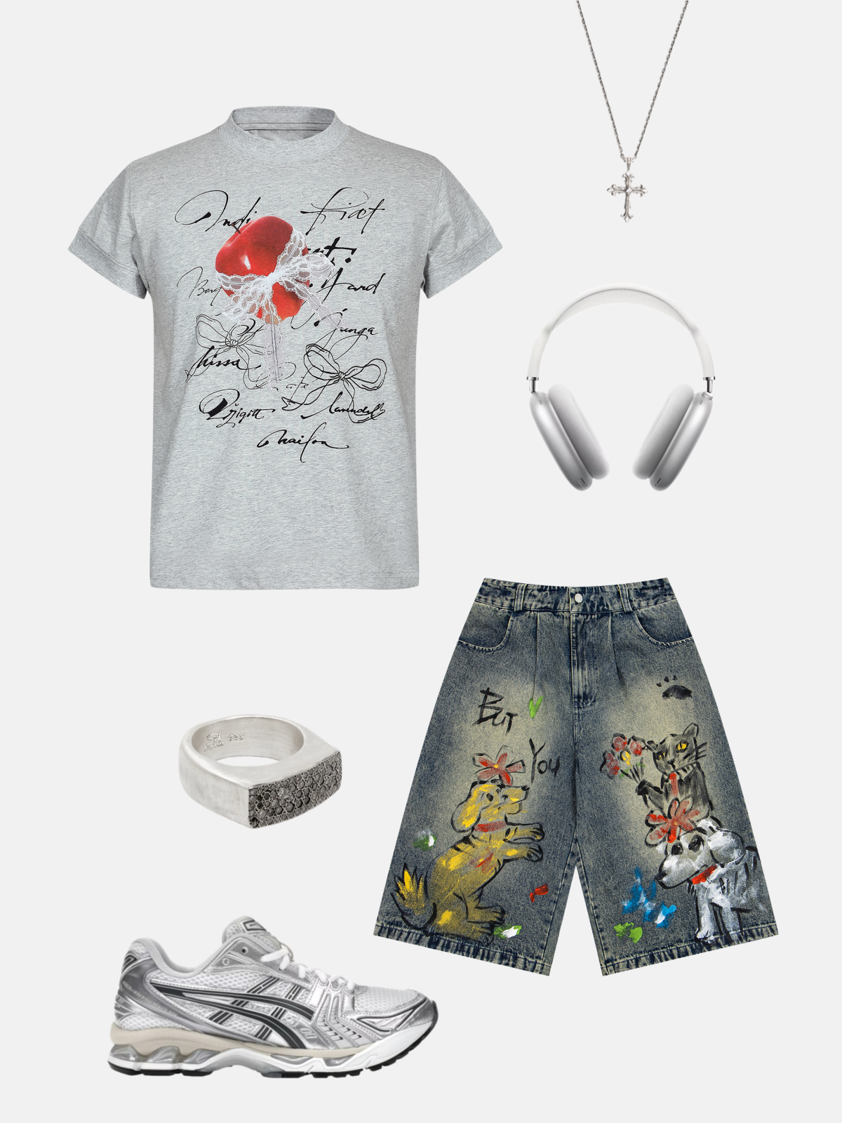 Haaura Puppy & Kitten Washed Baggy Jorts