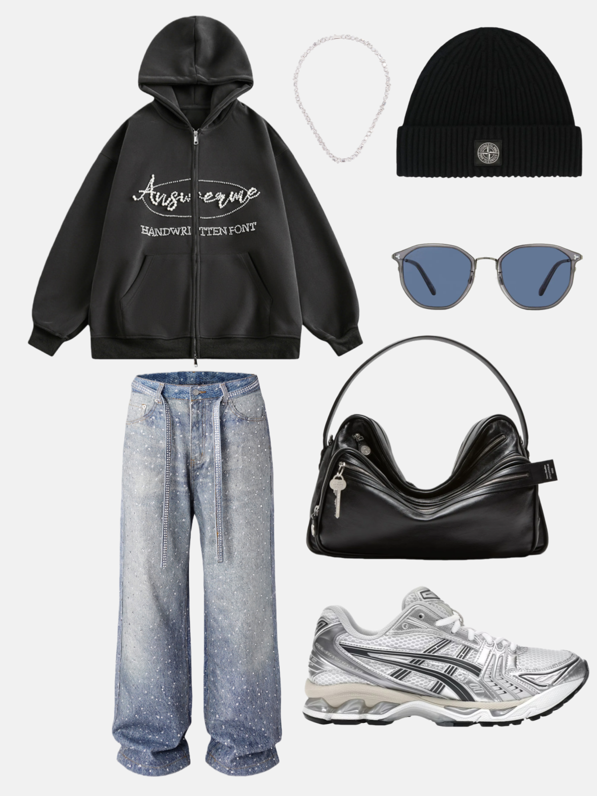 Haaura Strass Baggy Jeans
