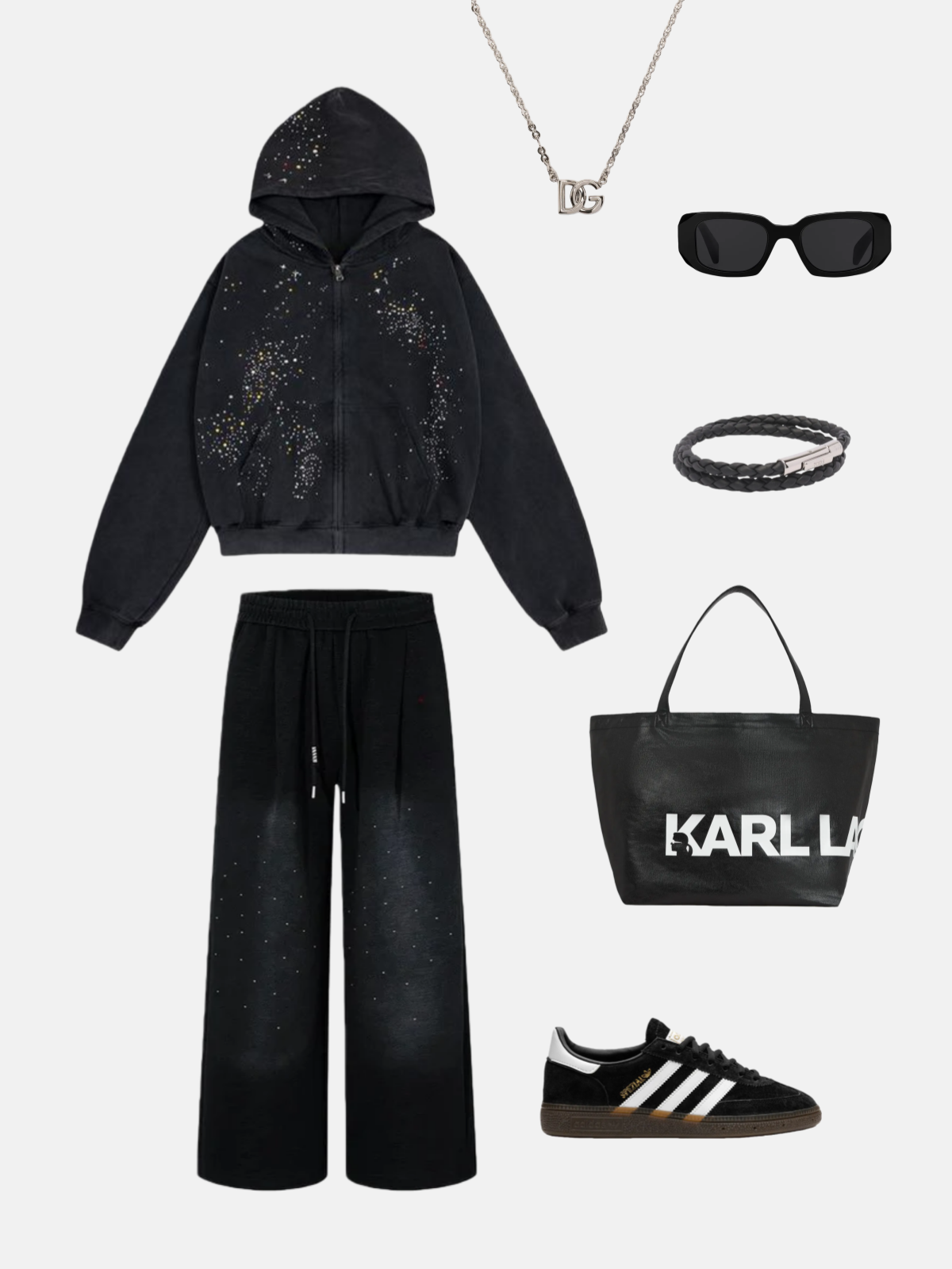 Haaura Rhinestone Zip Up Hoodie