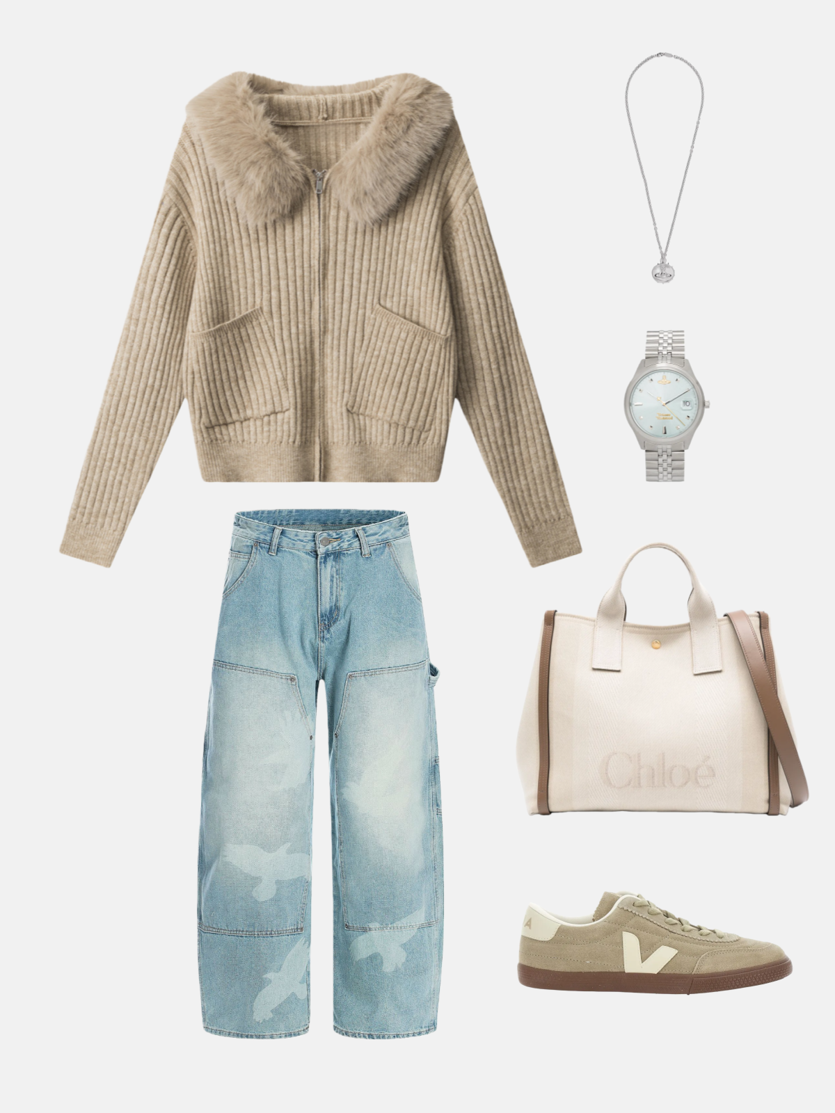 Haaura Rib Knit Fur-Trim Zip Jacket