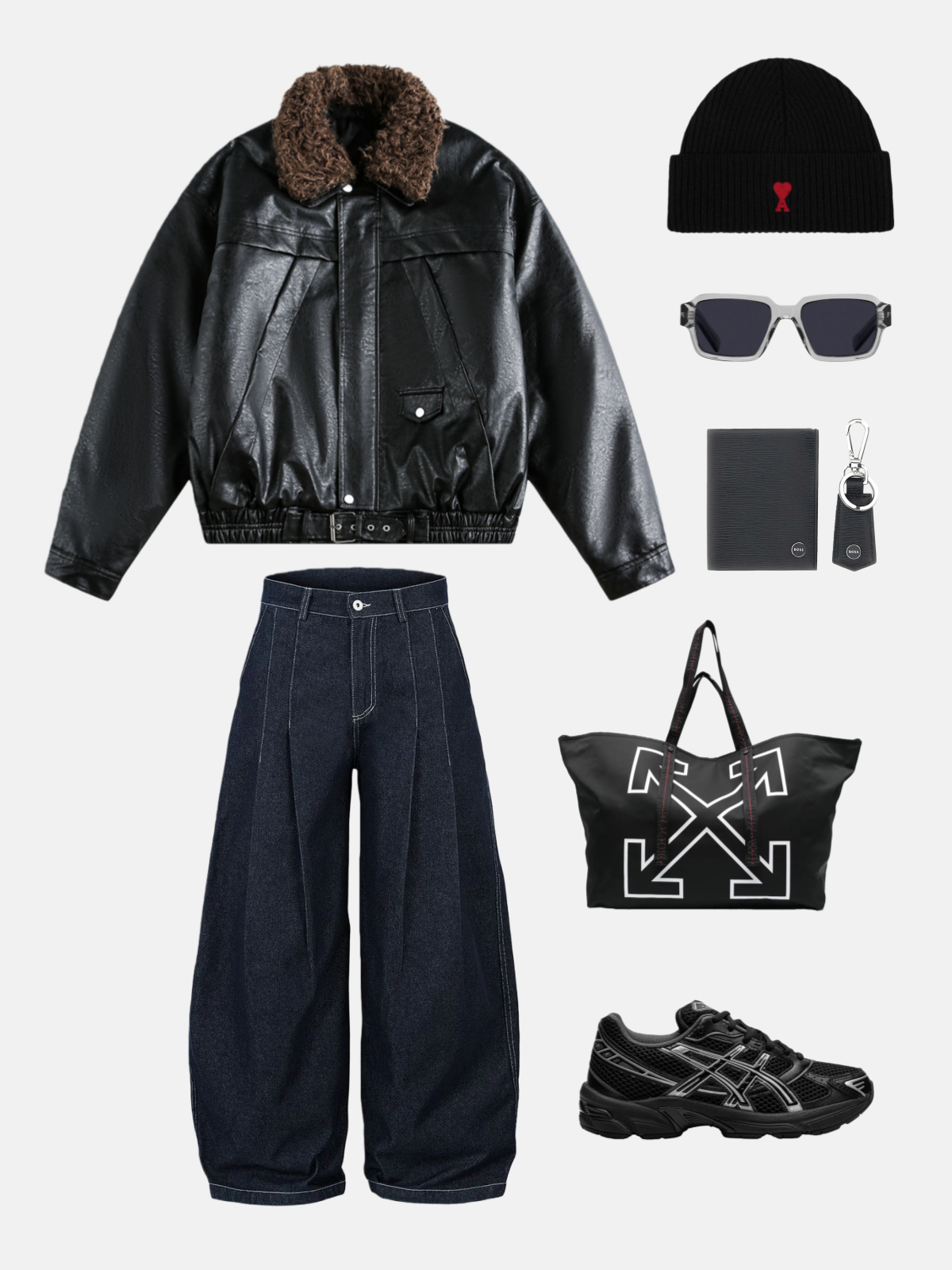 Haaura Sherpa Collar Faux Leather Jacket