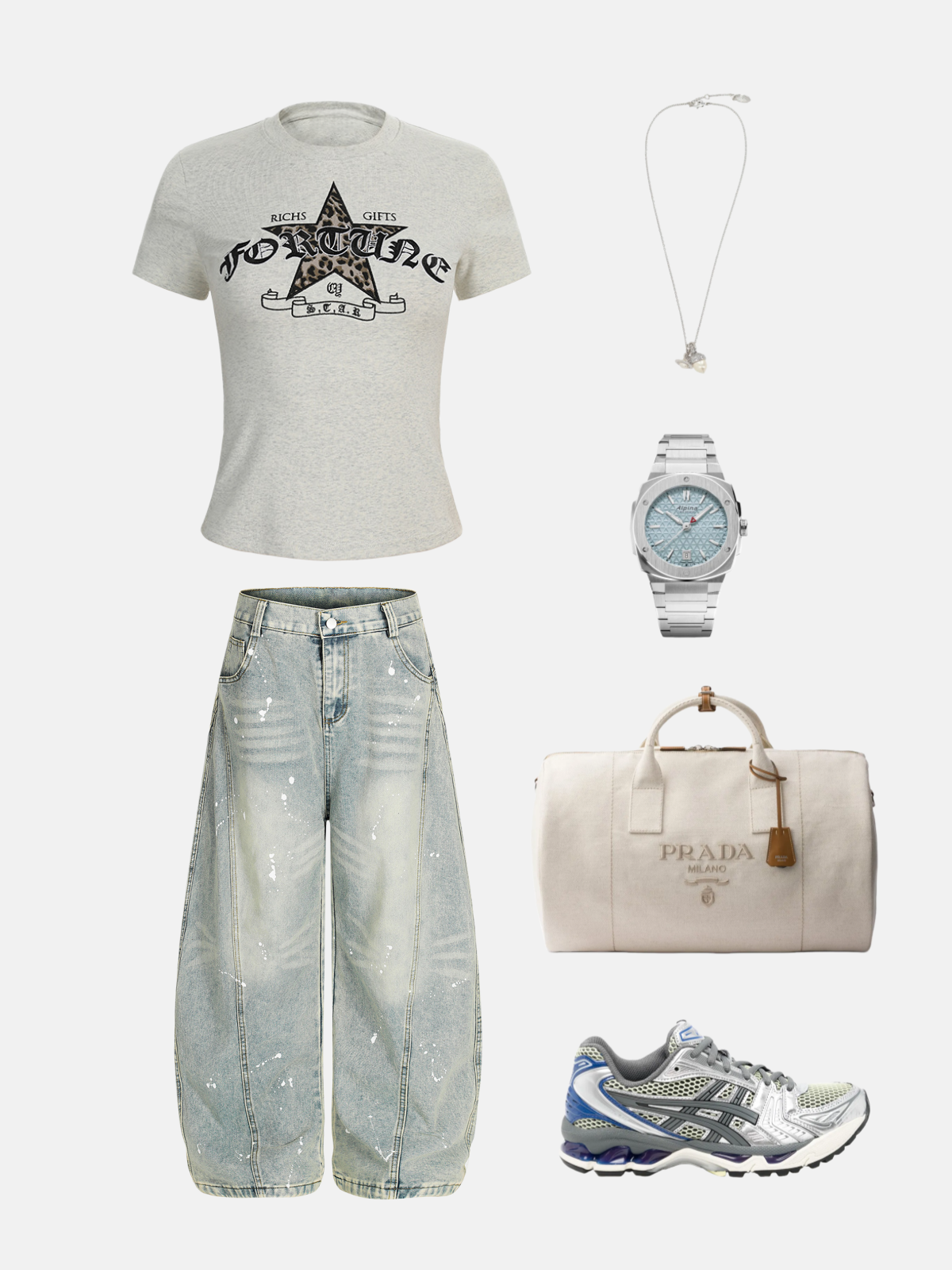 Haaura Splatter Washed Baggy Barrel Jeans