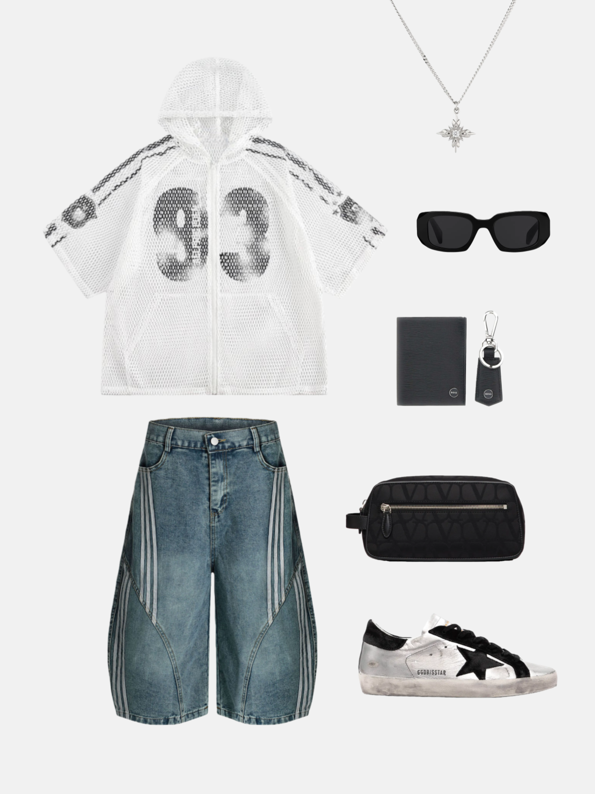 Haaura Stripe Deconstruction Barrel Longline Jorts