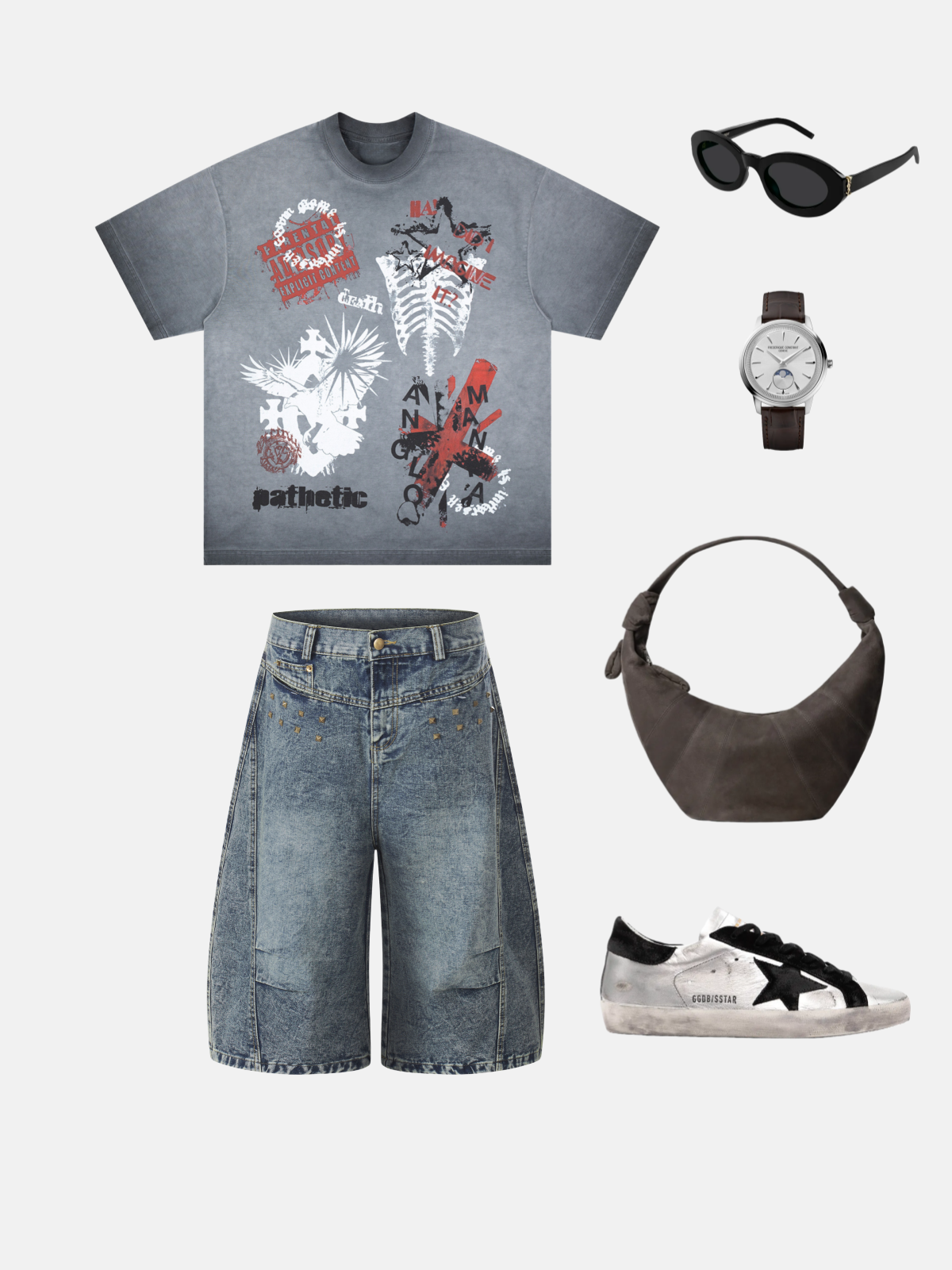 Haaura Studded Panel Longline Jorts