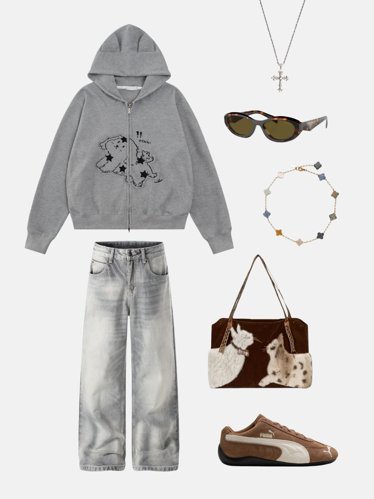 Haaura Washed Baggy Jeans