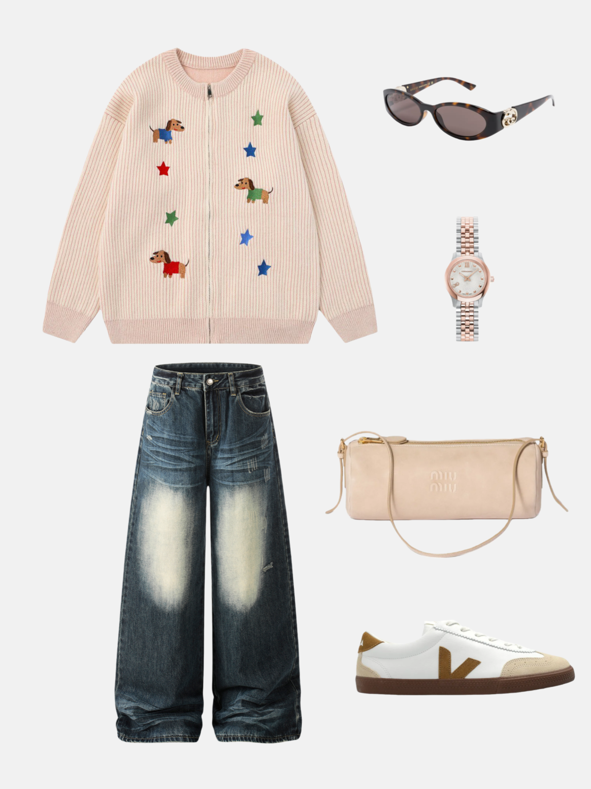 Haaura Washed Flap Pocket Baggy Jeans