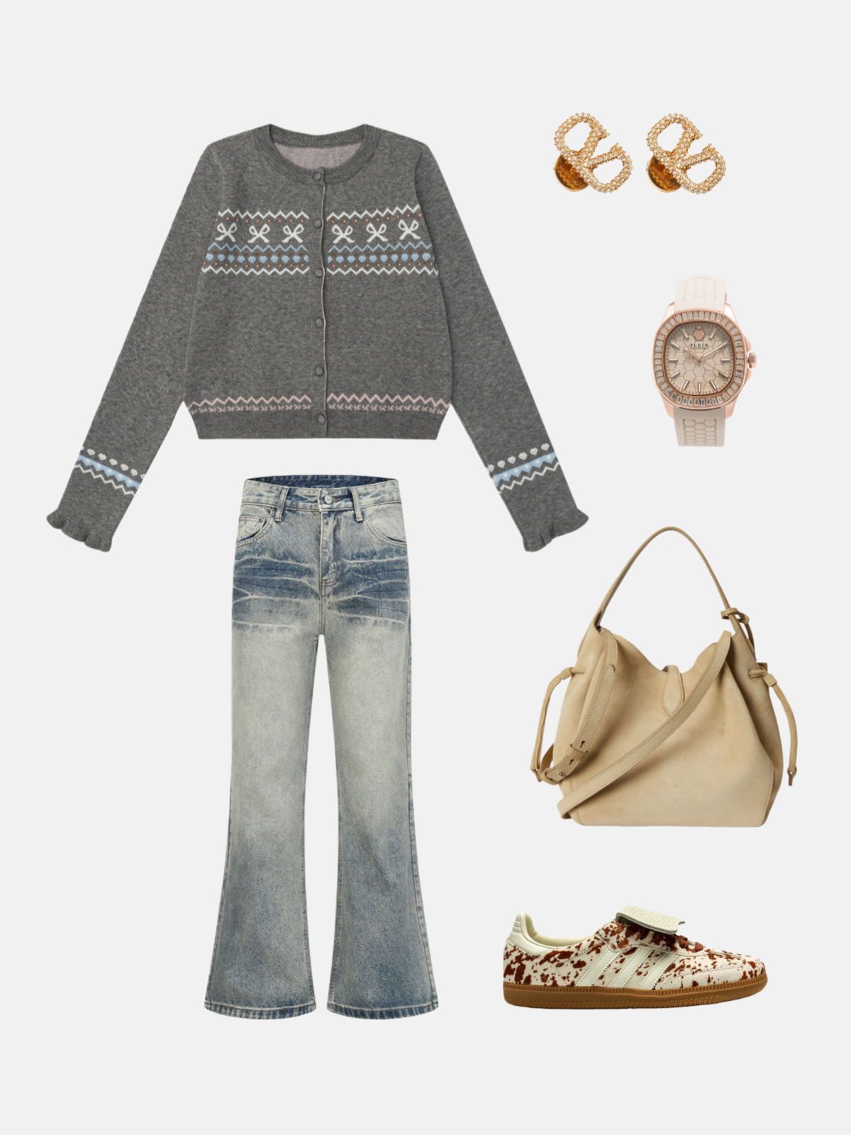 Haaura Wave Ruffle Knit Cardigan