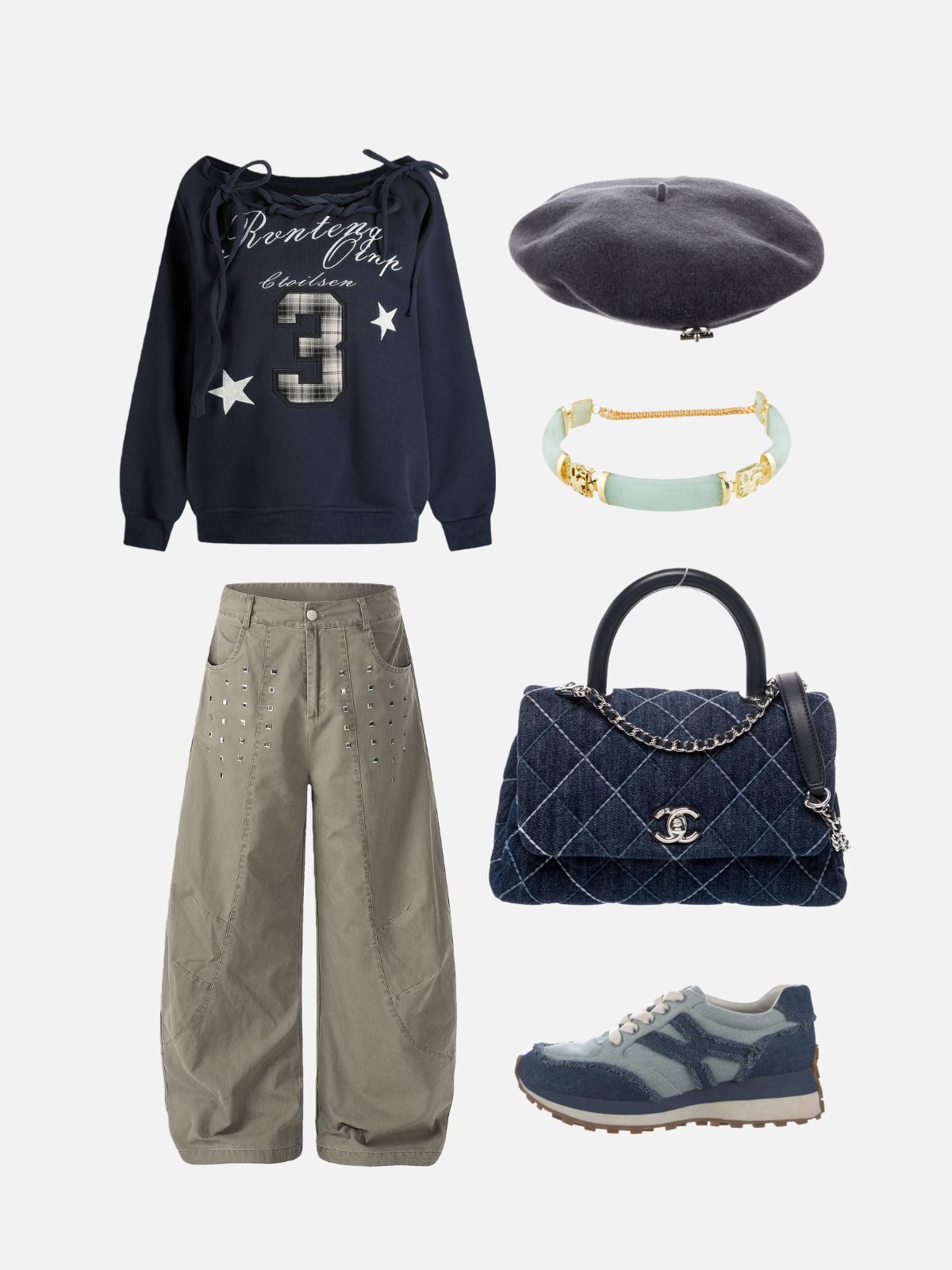 Haaura Studded Baggy Barrel Pants