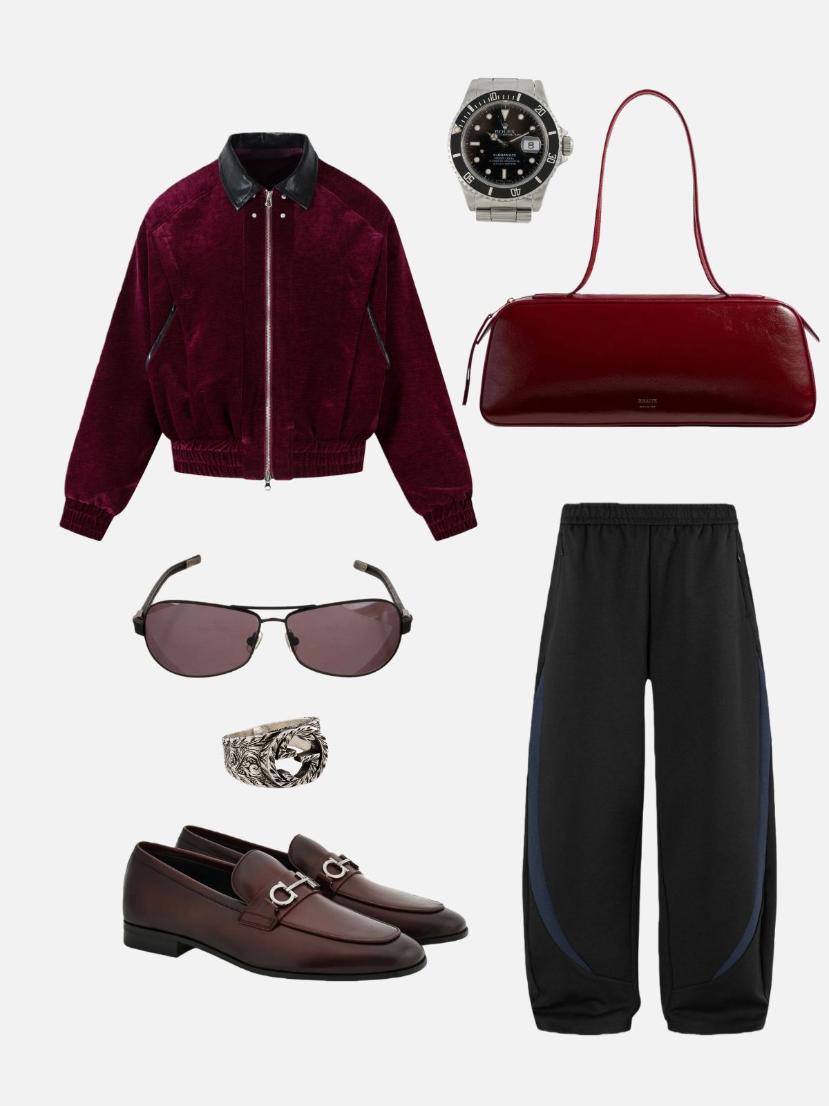 Haaura Velvet Notched Lapel Leather-Trim Jacket