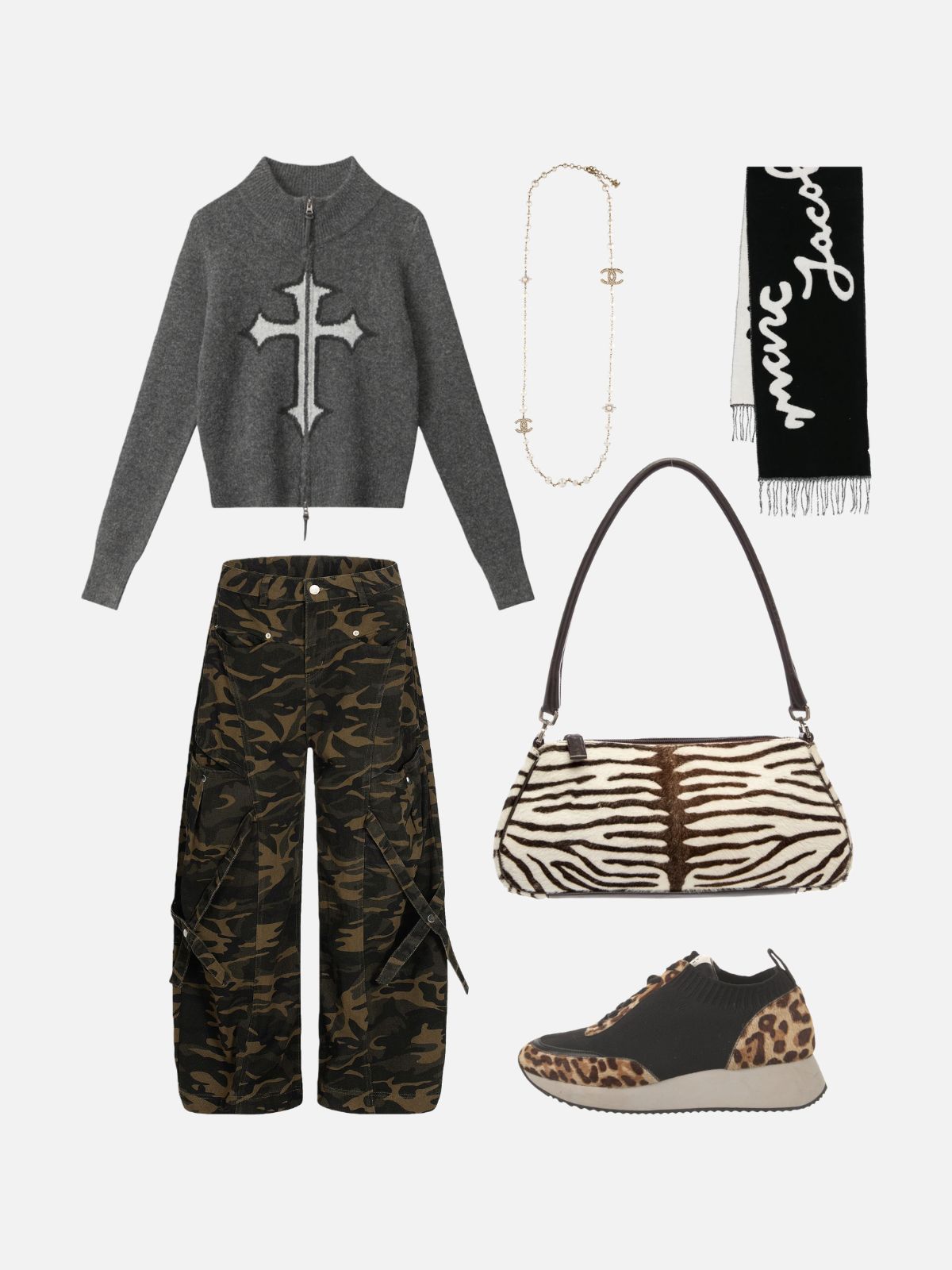Haaura CAMO Strap Baggy Barrel Pants