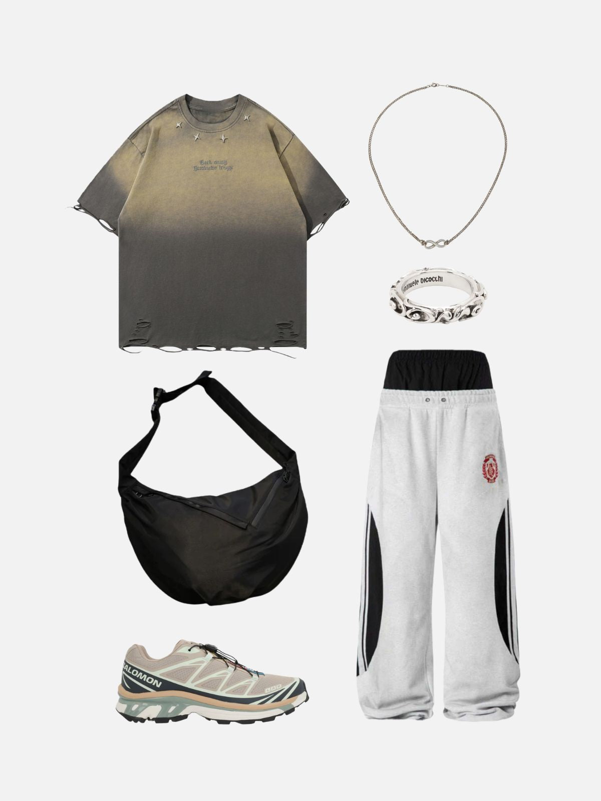 Haaura Studded & Distressed Baggy Tee