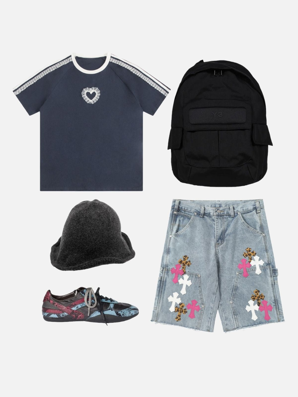 Haaura Cross Patch Denim Shorts