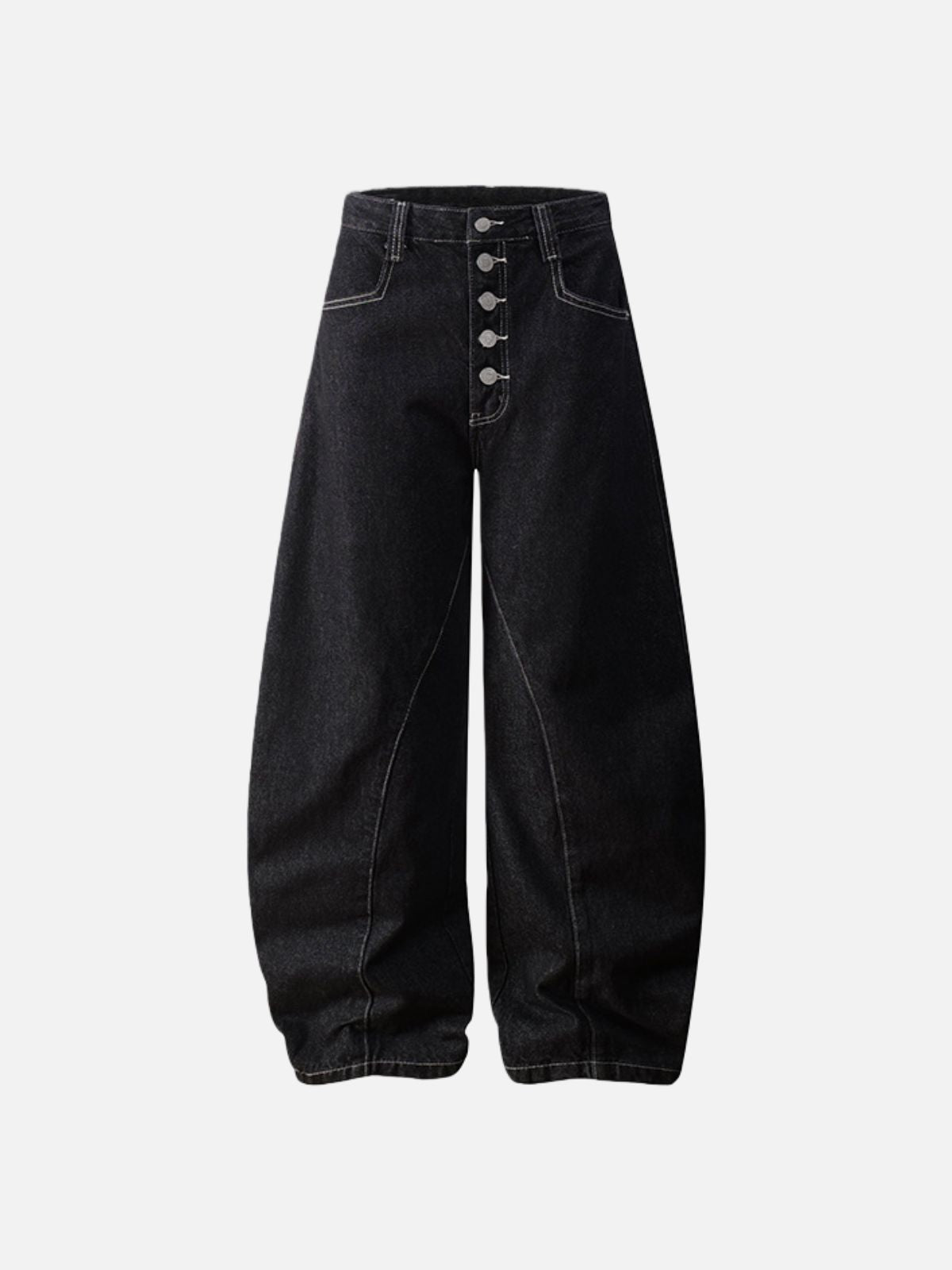 Haaura Button Baggy Barrel Jeans