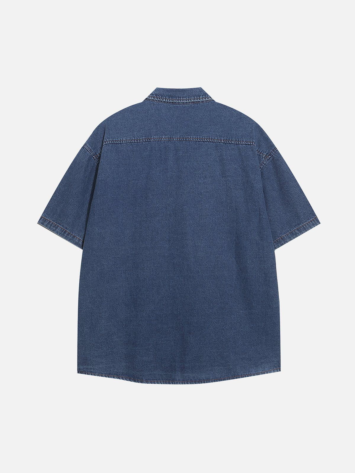 Haaura Embroidery Kitten Denim Shirt