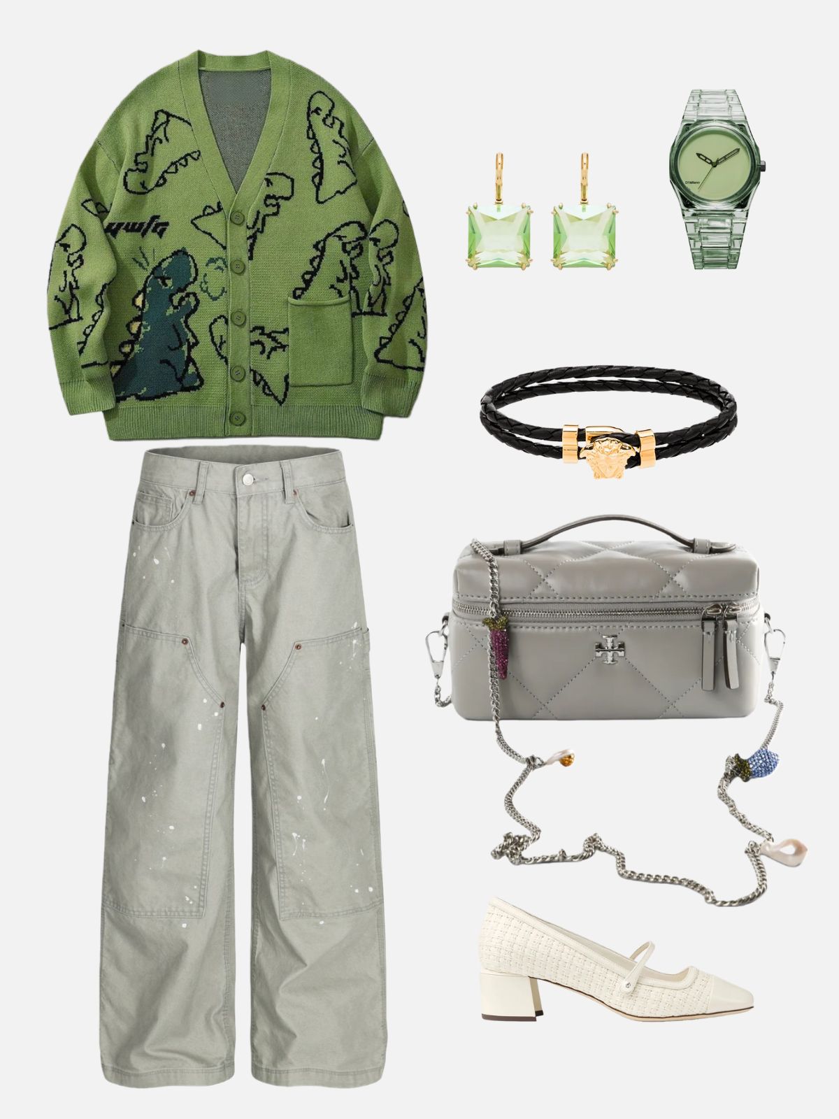 Haaura Dinosaur Graphic Knit Cardigan